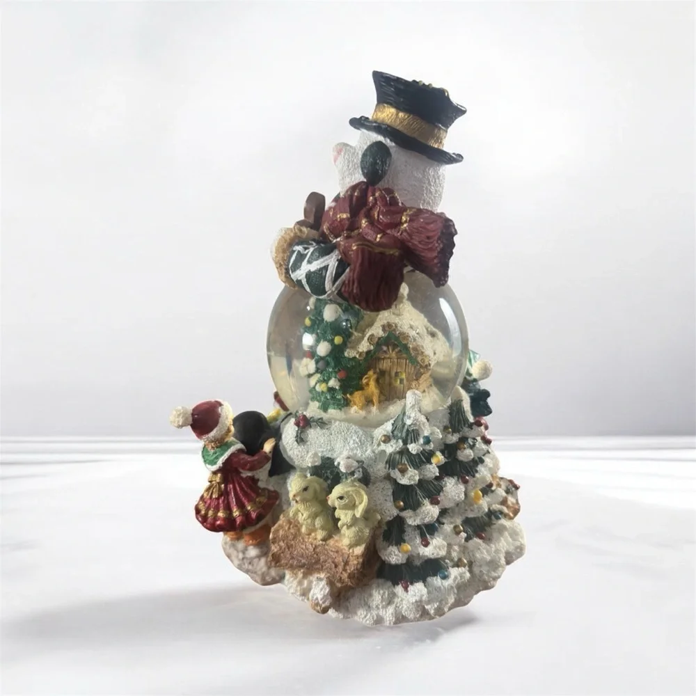 Vintage Snowman Waterball SnowGlobe Musical Motion Christmas Holiday Decor 10x5”